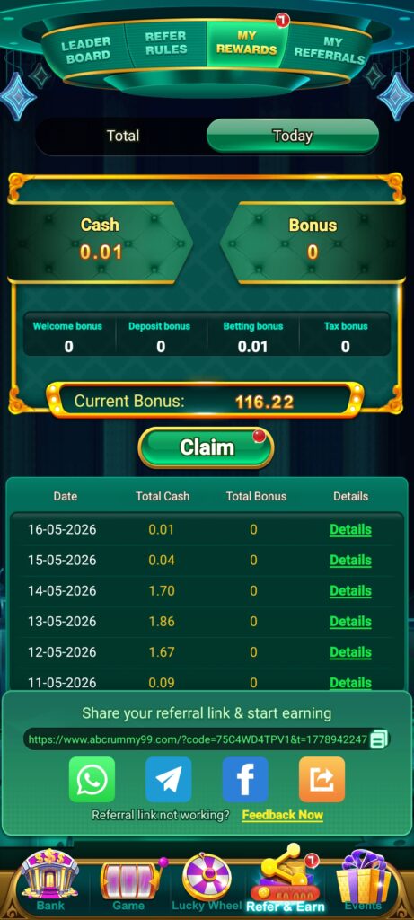 ABC Rummy Refer And Earn 